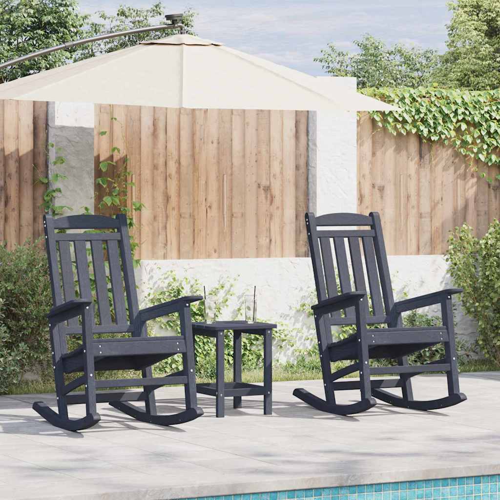 Garden Rocking Chair 3 pcs Navy 38 x 38 x 46cm Plastic